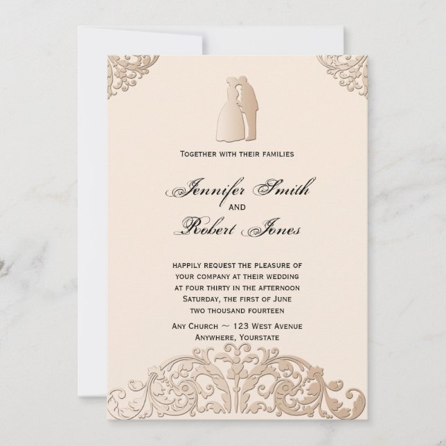 Victorian Gold Filigree Wedding Invitation (Front)