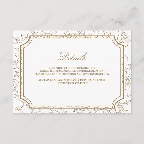 Victorian Gold Floral Line Art Wedding Details