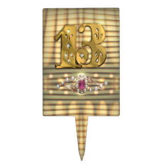 Victorian Gold Number 13 Cake Pick