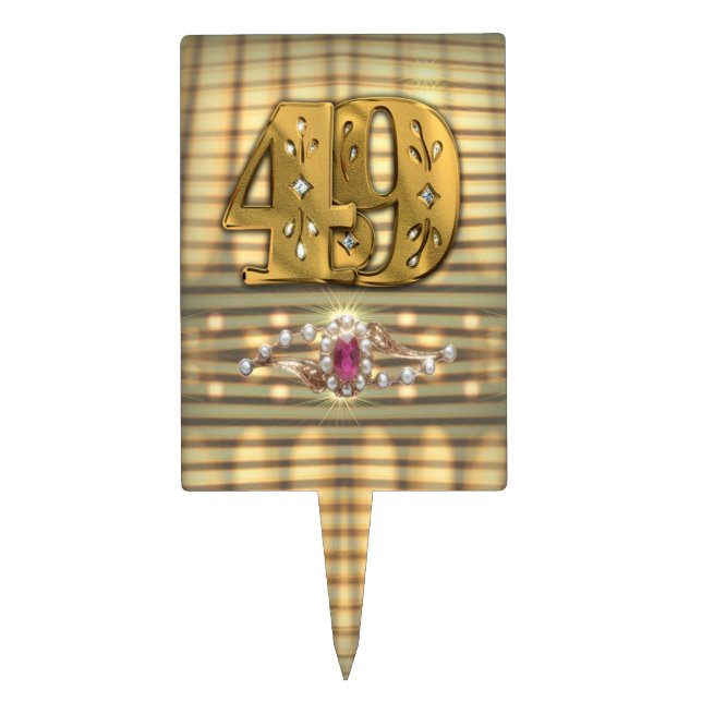 Victorian Gold Number 49 Cake Pick (Front)