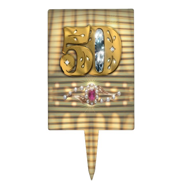 Victorian Gold Number 50 Cake Pick (Front)