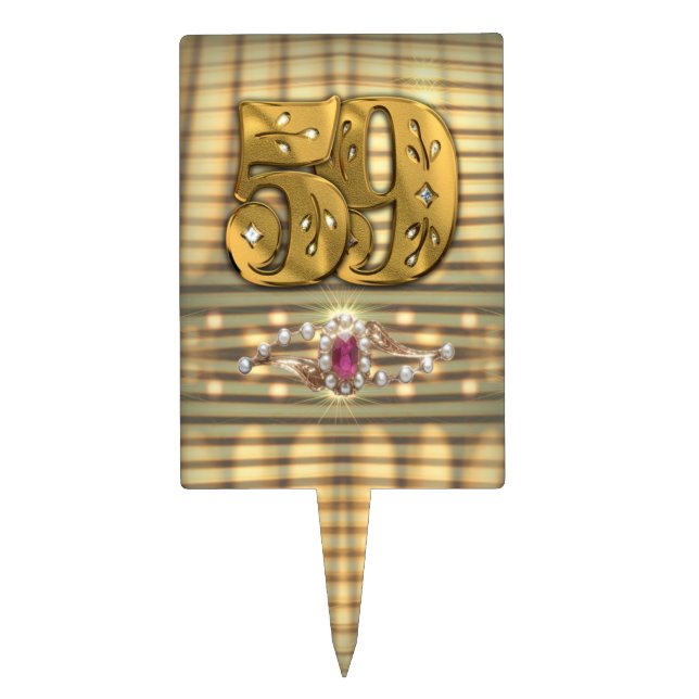 Victorian Gold Number 59 Cake Pick (Front)
