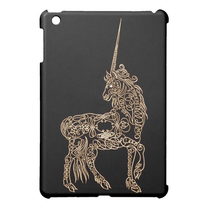 Victorian Gold Pen flourished Calligraphy Unicorn iPad Mini Cover