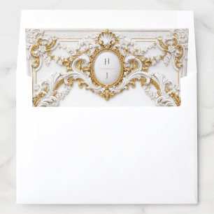 Victorian Gold & White Baroque Frame Wedding Envelope Liner