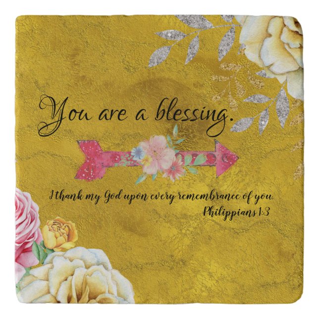 Victorian Gold: You are a Blessing with Scripture Trivet (Front)