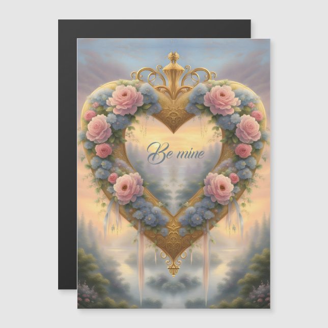 Victorian, golden heart with flowers and saying (Front/Back)