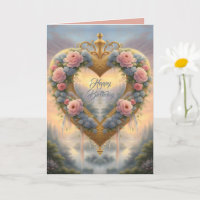 Victorian, golden heart with flowers and saying