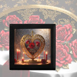Victorian golden heart with red roses, vintage gift box<br><div class="desc">This beautiful keepsake box / Jewelry box / gift box features a Victorian golden heart decorated with red roses and candles on a romantic background in soft colors. Makes a great gift for Valentine's Day,  birthdays and more!</div>