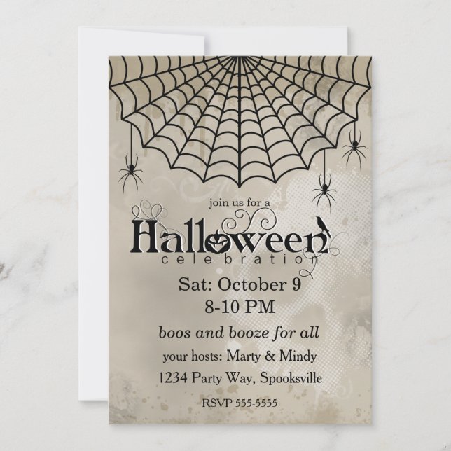Victorian Goth Spiderweb Invitation (Front)