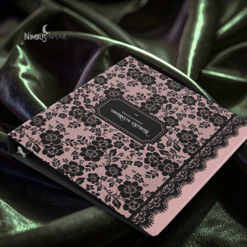 Victorian Gothic Black Lace Blush Pink Binder