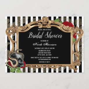 Victorian Gothic Black Stripe Bridal Shower Invitation