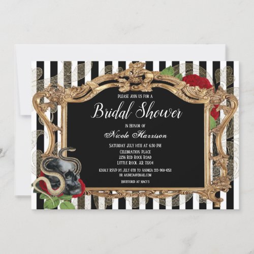 Victorian Gothic Black Stripe Bridal Shower Invitation