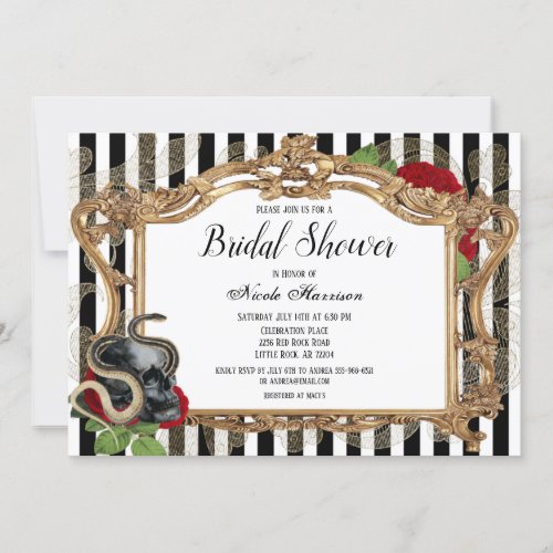 Victorian Gothic Black Stripe Bridal Shower Invitation