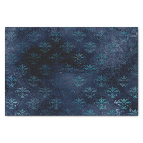 Victorian Gothic Blue Damask Tissue Paper