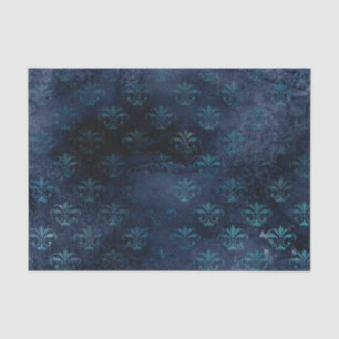 Victorian Gothic Blue Damask Tissue Paper, Elegant Tissue Paper