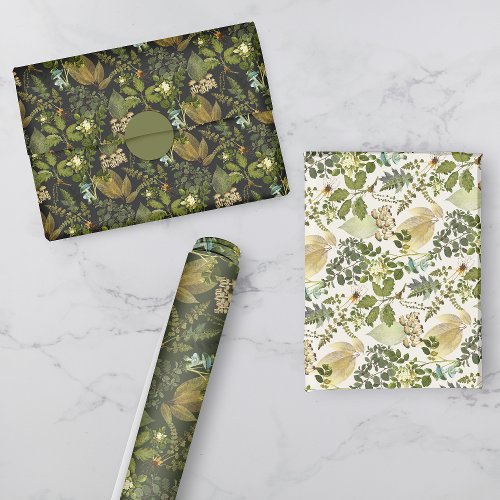 Victorian Gothic Botanicals Forest Glam  Wrapping Paper Sheets