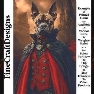 Victorian Gothic Bulldog Dog Vampire BV7 Decoupage Tissue Paper