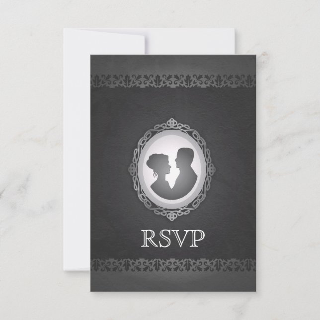 Victorian Gothic Cameo Wedding RSVP (Front)