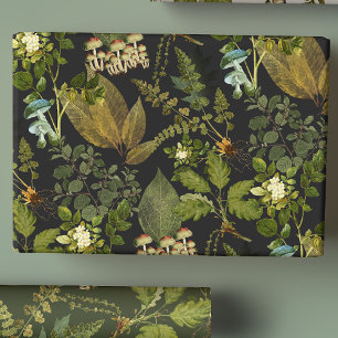 Victorian Gothic Dark Botanicals Forest Glam Wrapping Paper Sheets