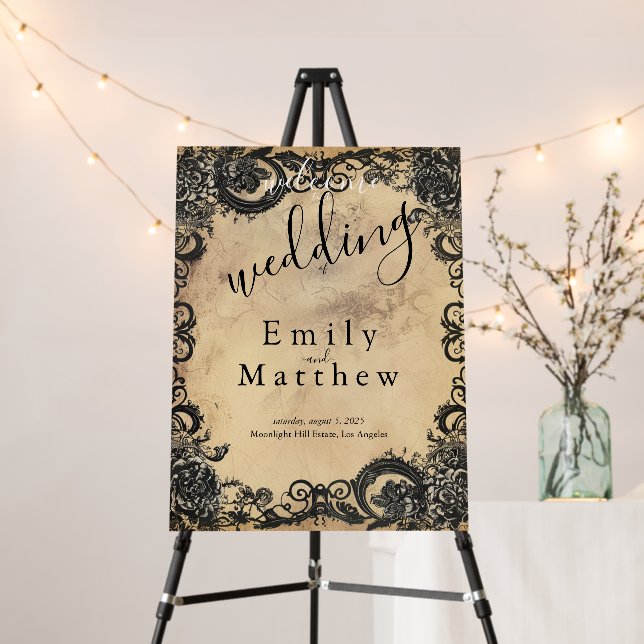 Victorian Gothic Elegance Wedding Foam Board (In Situ (Stand))