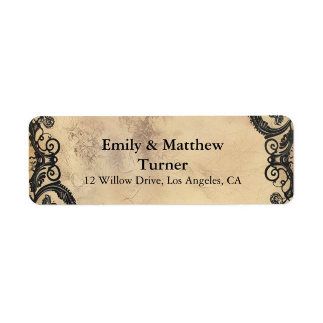 Victorian Gothic Elegance Wedding Label (Front)