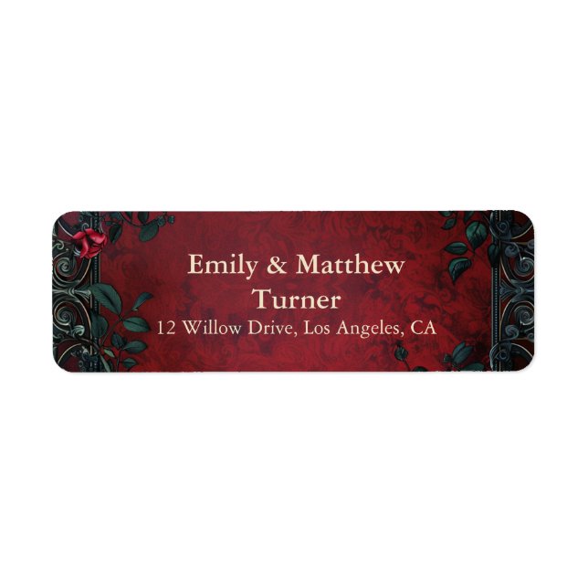 Victorian Gothic Elegance Wedding Label (Front)