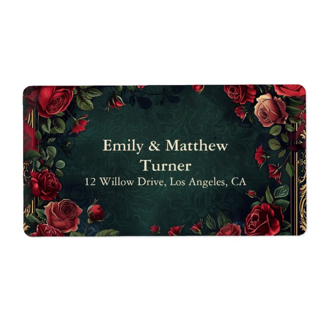 Victorian Gothic Elegance Wedding Label (Front)