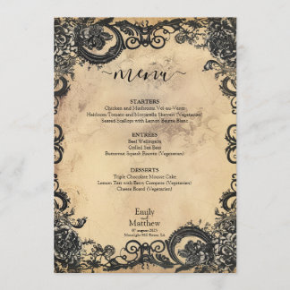 Victorian Gothic Elegance Wedding Menu