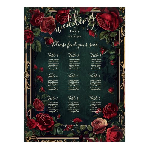 Victorian Gothic Elegance Wedding Seating Chart