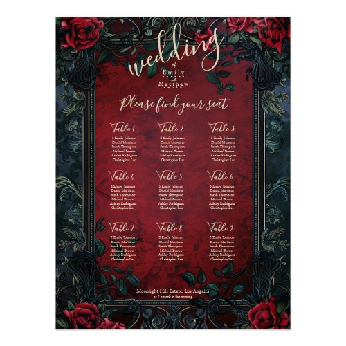 Victorian Gothic Elegance Wedding Seating Chart