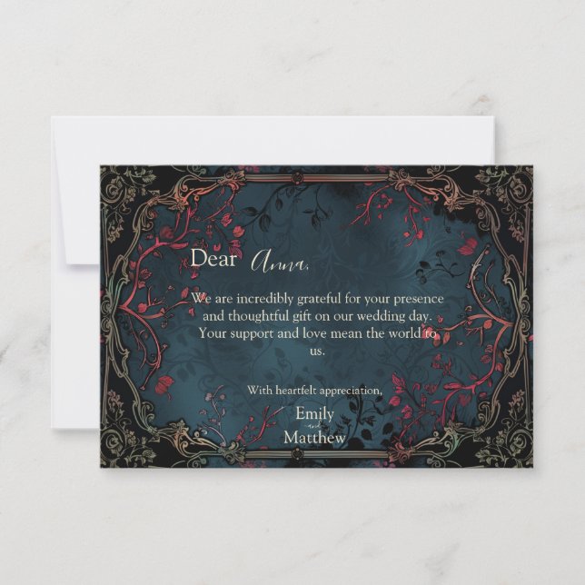 Victorian Gothic Elegance Wedding Thank You Card (Front)