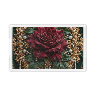 Victorian Gothic Floral Acrylic Tray