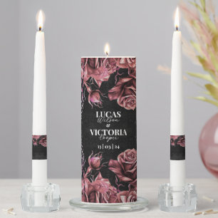 Victorian Gothic Floral Dust Pink Wedding Unity Candle Set