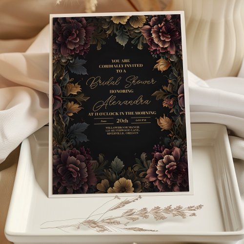 Victorian Gothic Floral Frame Bridal Shower Invitation