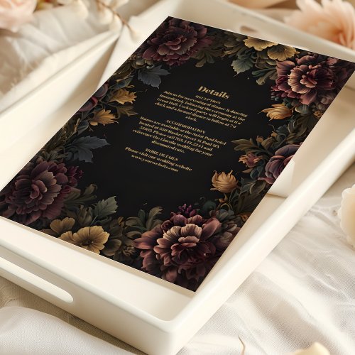 Victorian Gothic Floral Frame Wedding Enclosure Card