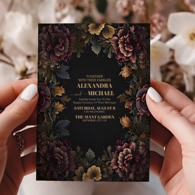 Victorian Gothic Floral Frame Wedding Invitation (Creator Uploaded)