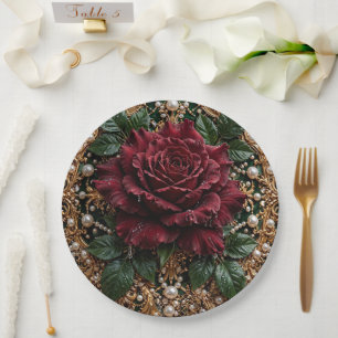 Victorian Gothic Floral Paper Plates