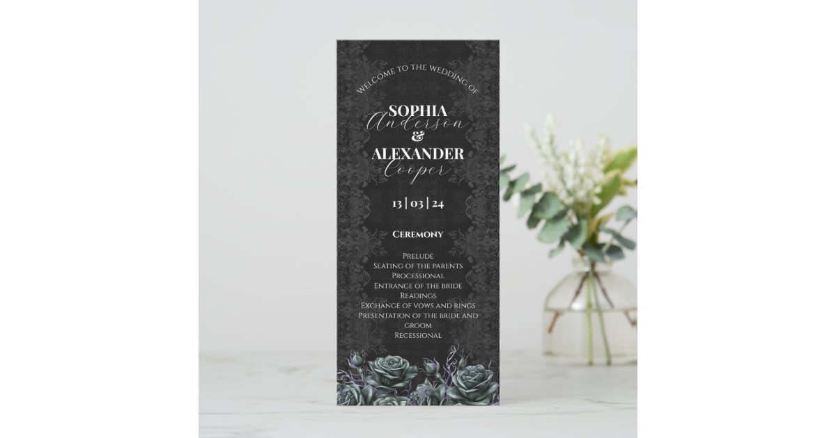 Victorian Gothic Floral Roses Wedding Program | Zazzle