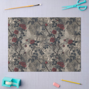 Victorian Gothic Garden Roses Pattern Tissue Paper
