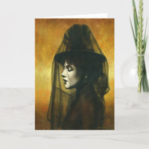 Victorian Gothic Girl In Veil Greetings Card