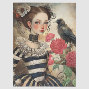Victorian Gothic Girl & Raven Fantasy  Tissue Paper