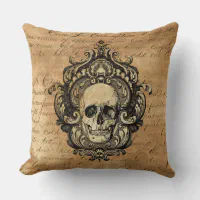 Gothic Purple Skulls on Black Halloween Pillow Goth Glam