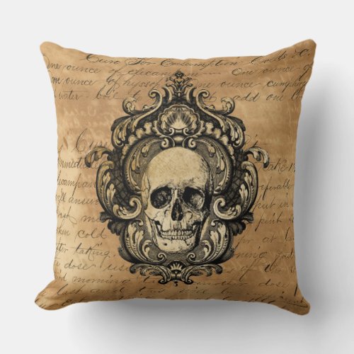 Victorian Gothic Glam Skull  Throw Pillow