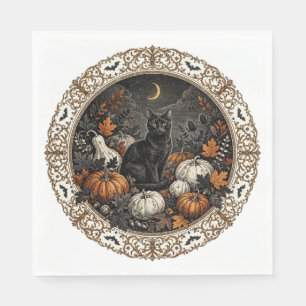 Victorian Gothic Halloween Black Cat Napkins