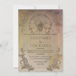 Victorian Gothic Halloween Costumes & Cocktails In Invitation