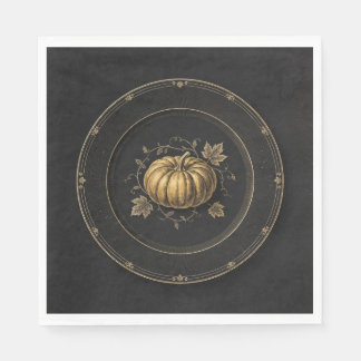 Victorian Gothic Halloween Golden Pumpkin Napkins