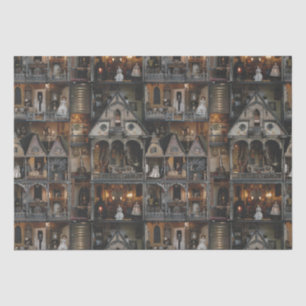 Victorian Gothic Haunted Dollshouse with Dolls in  Tissue Paper
