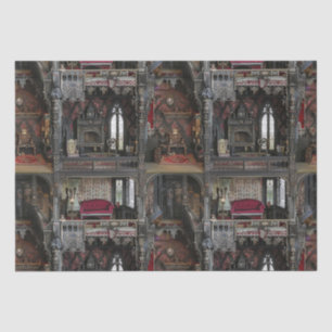 Victorian Gothic Haunted Dollshouse with Dolls in Tissue Paper