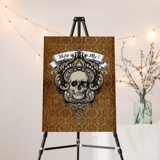 Victorian Gothic Haunted House Halloween Skull Foam Board (In Situ (Stand))