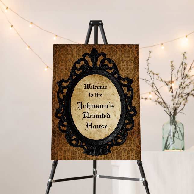 Victorian Gothic Haunted House Halloween Welcome  Foam Board (In Situ (Stand))